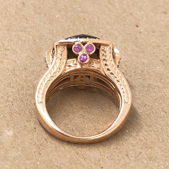 Le Vian 14k Gold Smoky Quartz Levian Chocolate Split Shank Halo Diamond Ring - Picture 4 of 5